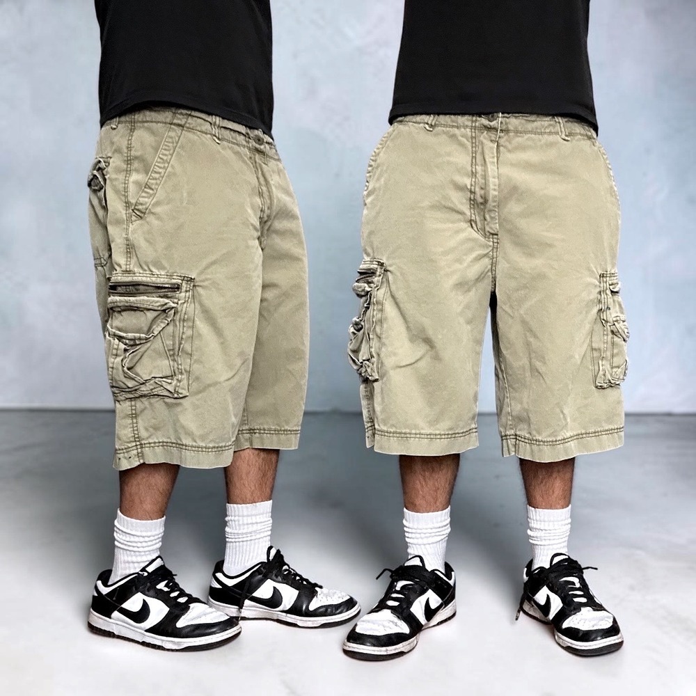 St. John's Bay Olive Green Ripstop Cargo Shorts Y2K Skater Gorpcore Size 36